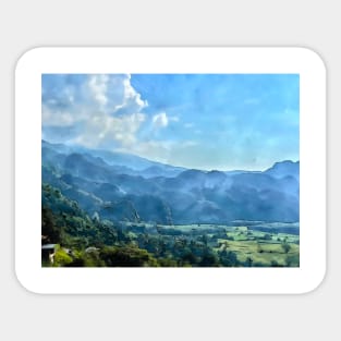 Mountain view of Northern of Thailand watercolor art Sticker